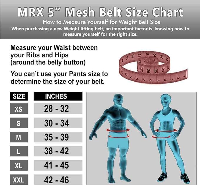 MRX Weight Lifting Belt - 5 Inches Wide 8mm Thick Padded Back Support with Flexible Ultra-Light Foam Powerlifting Belts Heavy Duty Deadlifts Workout Squats Exercise & Lifting Belt for Men & Women