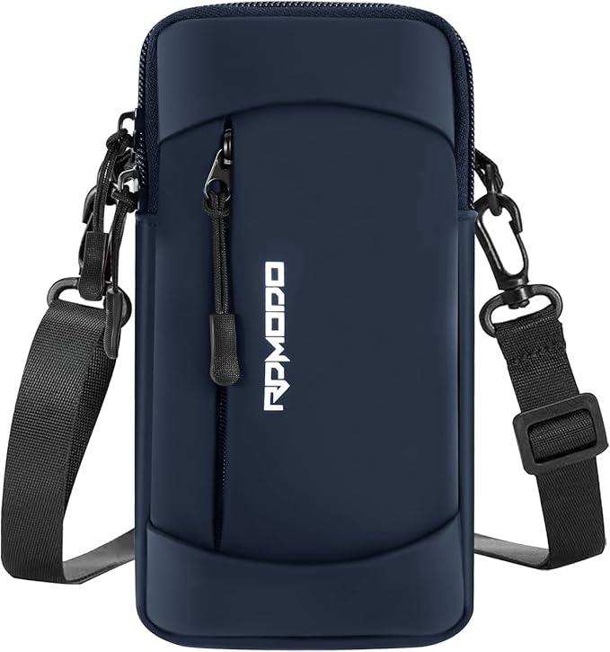 Phone Holder for Running with Adjustable Crossbody Strap, 7.5" Blue | Lightweight, Water Resistant, Running Armband Phone Holder for iPhone Pro Max Samsung, Cell Phone Holder for Walking, Unisex