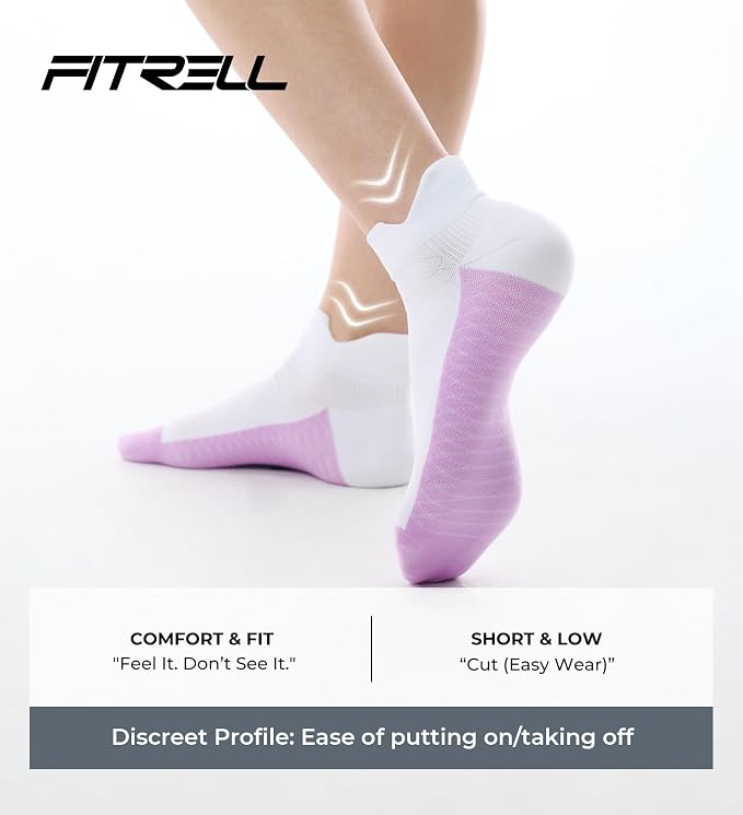 FITRELL Ankle Compression Socks for Women & Men - 5/6 Pairs Cushioned Arch Support Running Socks, Plantar Fasciitis Relief