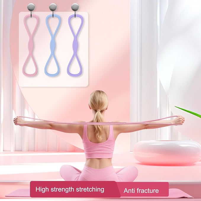 Figure 8 Resistance Band for Women Men, Non‑Slip Handles Exercise Band, Home Gym Fitness Equipment for Yoga, Pilates, Stretching & Physical Therapy (25 lbs)