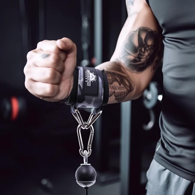 Wrist Cuffs for Cable Machines – Padded & Adjustable Straps for Lateral Raises, Tricep Pushdowns & Strength Training
