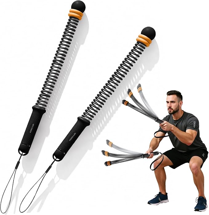 Ropeless Battle Ropes for Exercise Workout Rope, Portable Workout for Home Gym, Exercise Battle Ropes for HIIT Workouts, Low-Impact Cardio Training (Black with Ring)
