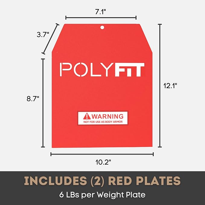 Polyfit Weight Vest Plates - Weighted Plates for Strength Training Vests | Sold in pairs, 4/6/9/14/19 lb options, steel construction, fits Polyfit vests, rucking backpacks and most weighted vests