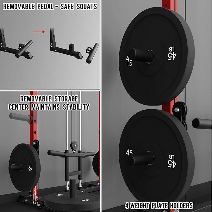 Eonfit E2 Power Rack, Squat Rack with Cable Crossover for Home Gym | Power cage with Pivot Arms Functional Trainer Pulley System Lat Pull Down For Garage Gym Strength Training