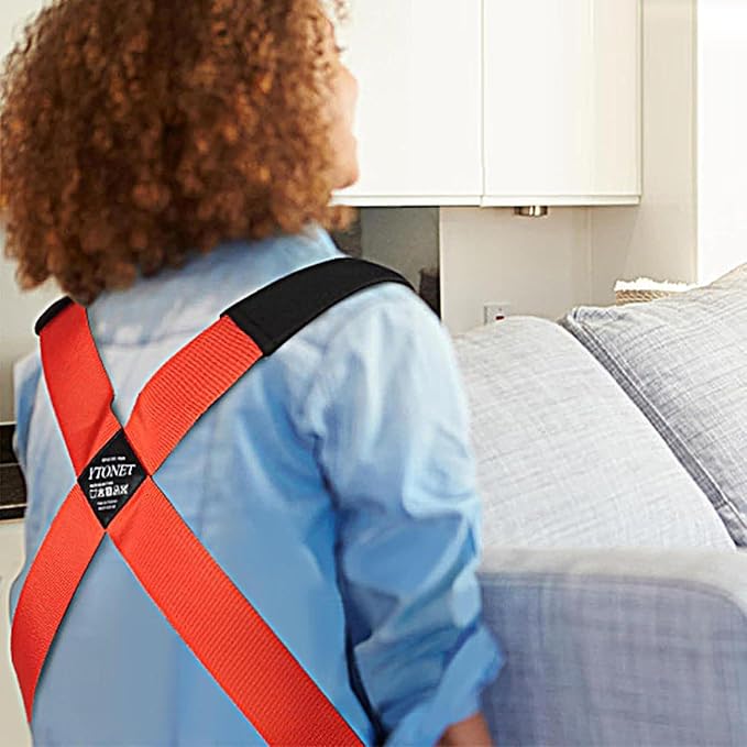 Ytonet Moving Straps, Lifting Straps for Move Furniture, 2-Person Shoulder Lifting and Moving System for Appliances, Mattresses, Heavy Objects up to 800lbs, Furniture Strap Round Sling, Orange