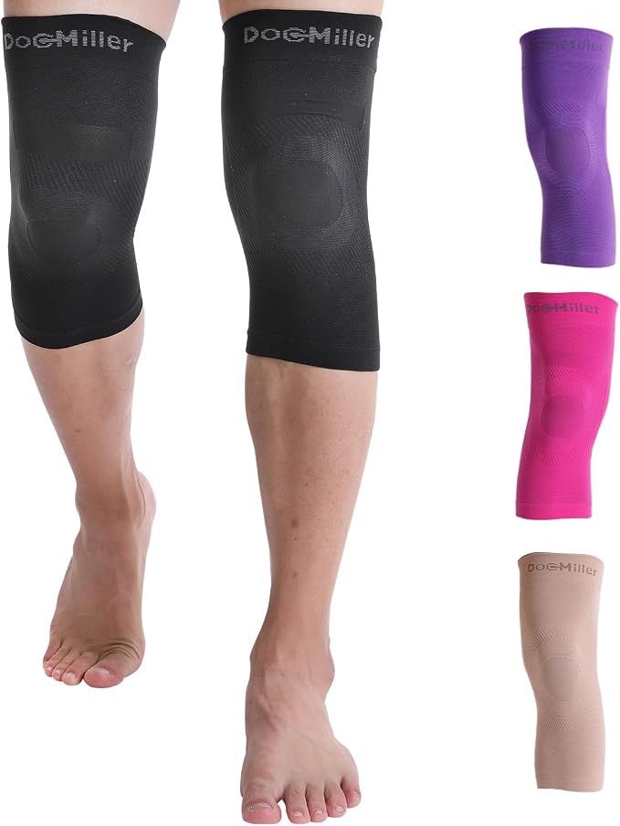 Doc Miller Knee Compression Sleeve Brace for Men & Women | Pair, Best Support for Workout, Running, ACL, Arthritis Pain Relief