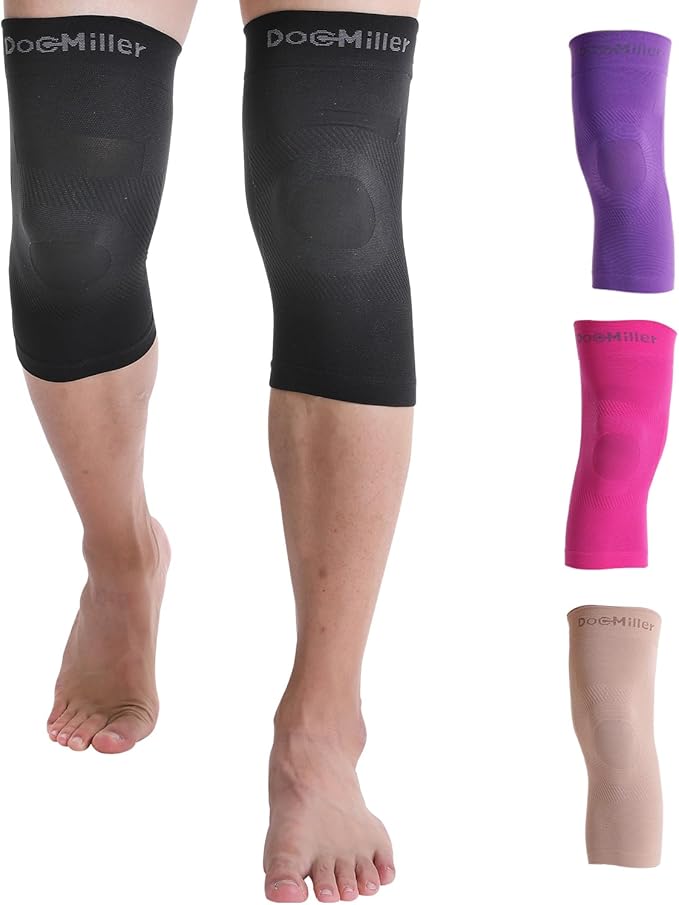 Doc Miller Knee Compression Sleeve Brace for Men & Women | Pair, Best Support for Workout, Running, ACL, Arthritis Pain Relief
