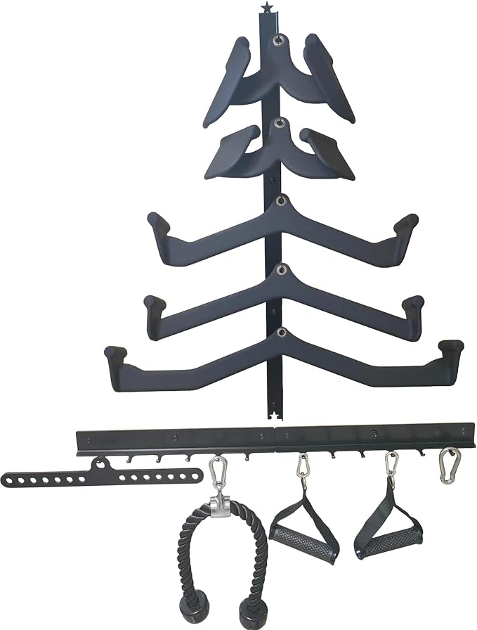 LAT Pull Down Bar Storage Rack Gym Storage Wall Organizer for Lat Pulldown Attachments, Cable Attachments Rack for Gym Accessories, Workout Equipment Storage