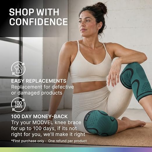 Modvel 2 Pack Knee Brace for Women - Knee Support for Walking, Knee Compression Sleeves for Pain Relief, Knee Sleeves for Women, Knee Brace for Sports, Workouts & Arthritis