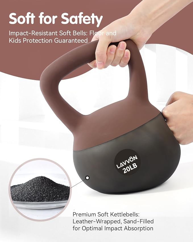 Soft Kettlebell - Cushioned Impact-Resistant Base and Anti-Slip | Kettle bell Anti-Slip Grip Weight for Home Workouts, Safe Strength Training Kettlebells Sets for Women& Men - Non-Slip Gloves