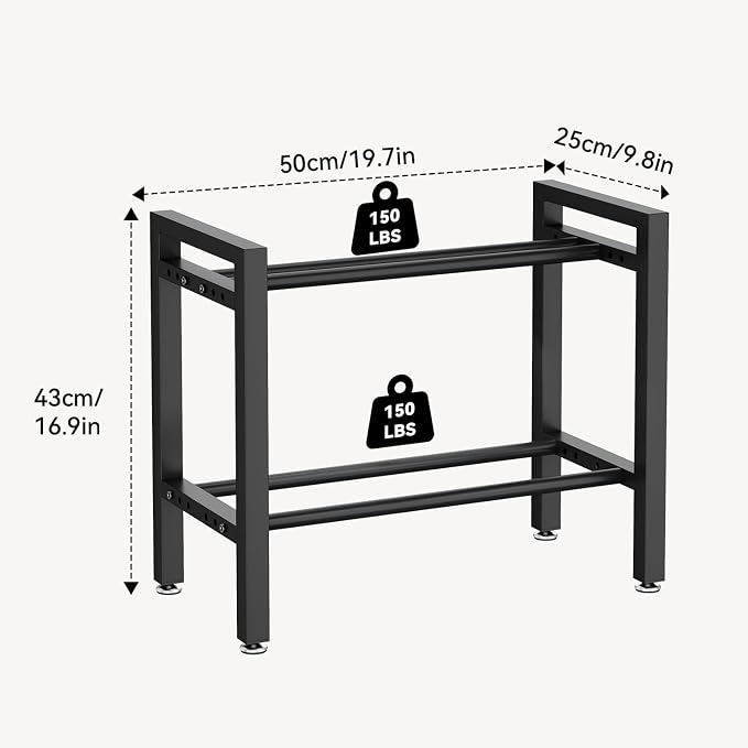 IBUYKE 2 Tier | 3 Tier Dumbbell Rack, Adjustable Weight Rack for Home Gym, Space-Saving Heavy-Duty 300LB | 450LB Capacity Weight Storage Racks for Kettlebells, Dumbbells Equipment Storage, Rack Stand Only