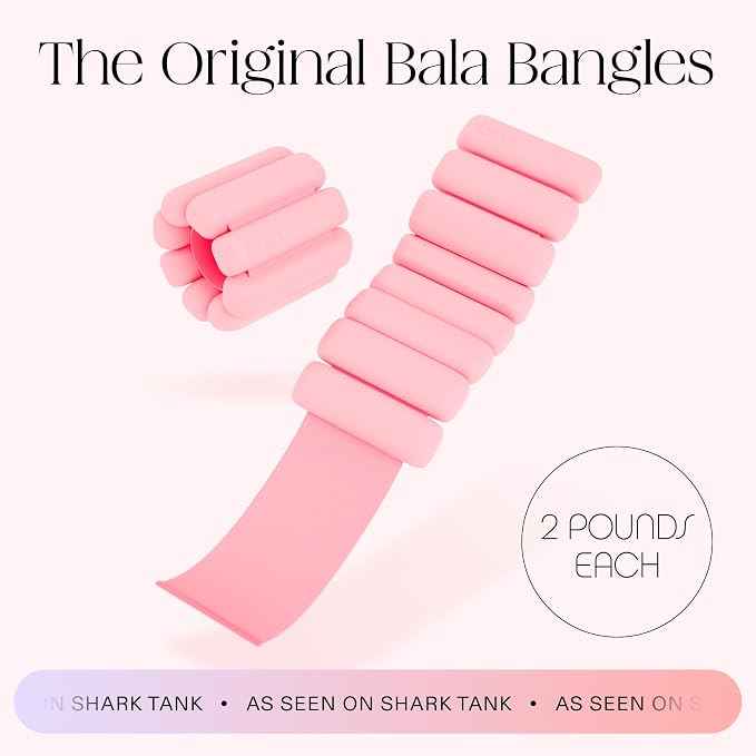 Bala Bangles Wrist & Ankle Weights for Women & Men, Home Gym Equipment | Adjustable Weighted Bands for Arm & Legs Workouts - Pilates, Yoga, Walking, Barre, & Strength Training Exercise