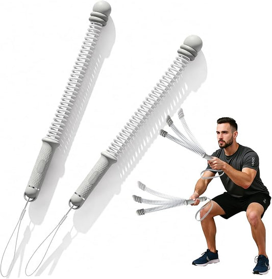 Ropeless Battle Ropes for Exercise Workout Rope, Portable Workout for Home Gym, Exercise Battle Ropes for HIIT Workouts, Low-Impact Cardio Training (Grey with Ring)