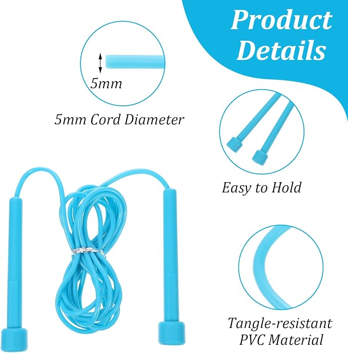 Adjustable Jump Rope for Fitness, 40 pcs Bulk PVC Jumping Rope Set with Lightweight Handles, 9.2ft Length for Speed Training, Exercise, Weight Loss, and Outdoor Workouts, Multicolor Assortment