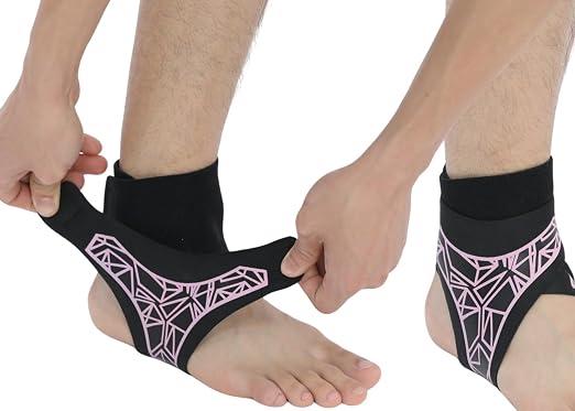 SUJAYU 2 Pack Ankle Brace & Elastic Supports for Men & Women, Ankle Support Ankle Compression Sleeve, Plantar Fasciitis Relief Achilles Tendonitis Brace Achilles Tendonitis Wrap (Pink, L/XL)