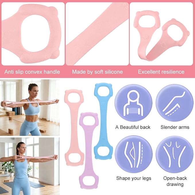 Figure 8 Resistance Bands with Handles, 8-Shaped Exercise Band for Women Arm Back & Shoulder Workout, Exercise Equipment for Yoga, Pilates,Physical Thera py Stretching