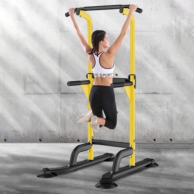 SogesHome Multi-Function Power Tower Pull Up Bar Dip Station for Home Gym | Height Adjustable PullUp Dip Stand, Full Body Strength Training Equipment, Fitness Workout for Push Ups Dips, 330LB Capacity