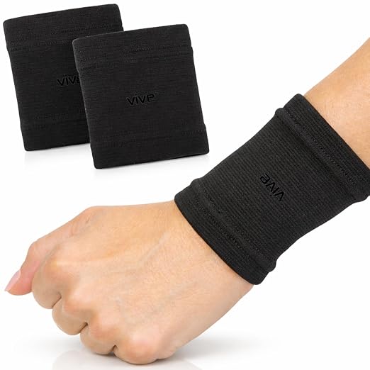 Vive Wrist Compression Sleeves for Women & Men (Pair) - Elastic Support | Wristband for Pain Relief & Circulation - Wrist Support for Carpal Tunnel, Arthritis, Tendonitis - Great for Sports Injury