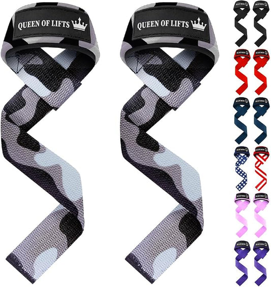 TECEUM Neoprene Padded Cotton Lifting Straps for Weightlifting, 1 Pair