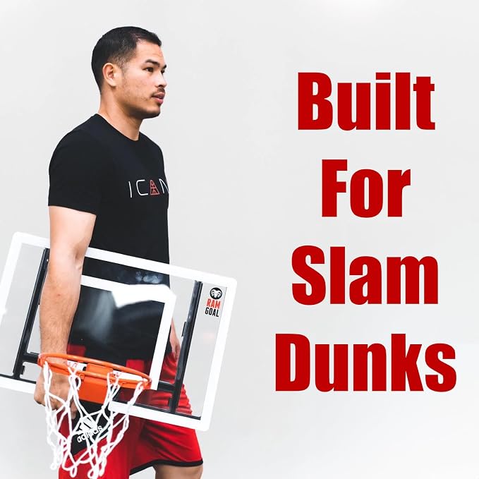 Wall Mounted Indoor Adjustable Mini Basketball Hoop with Ball | 24" Shatter Resistant Backboard with Professional Grade Breakaway Rim and Steel Reinforced Wall Mount Built for Slam Dunks