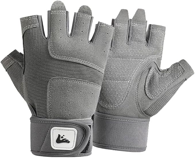 SUJAYU Workout Gloves for Men Women, Anti-Slip Fingerless Gloves for Weightlifting, Mens Workout Gloves Weight Lifting Gloves Gym Gloves for Men, Exercise Gloves Gym Accessories for Men