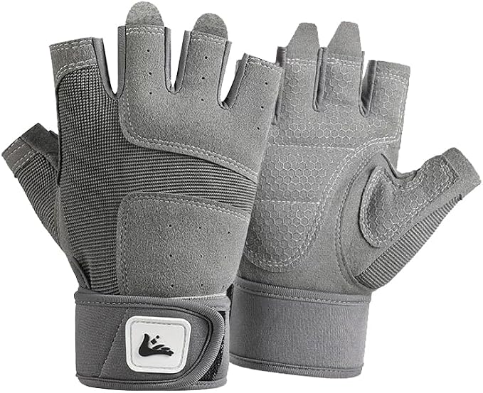 SUJAYU Workout Gloves for Men Women, Anti-Slip Fingerless Gloves for Weightlifting, Mens Workout Gloves Weight Lifting Gloves Gym Gloves for Men, Exercise Gloves Gym Accessories for Men