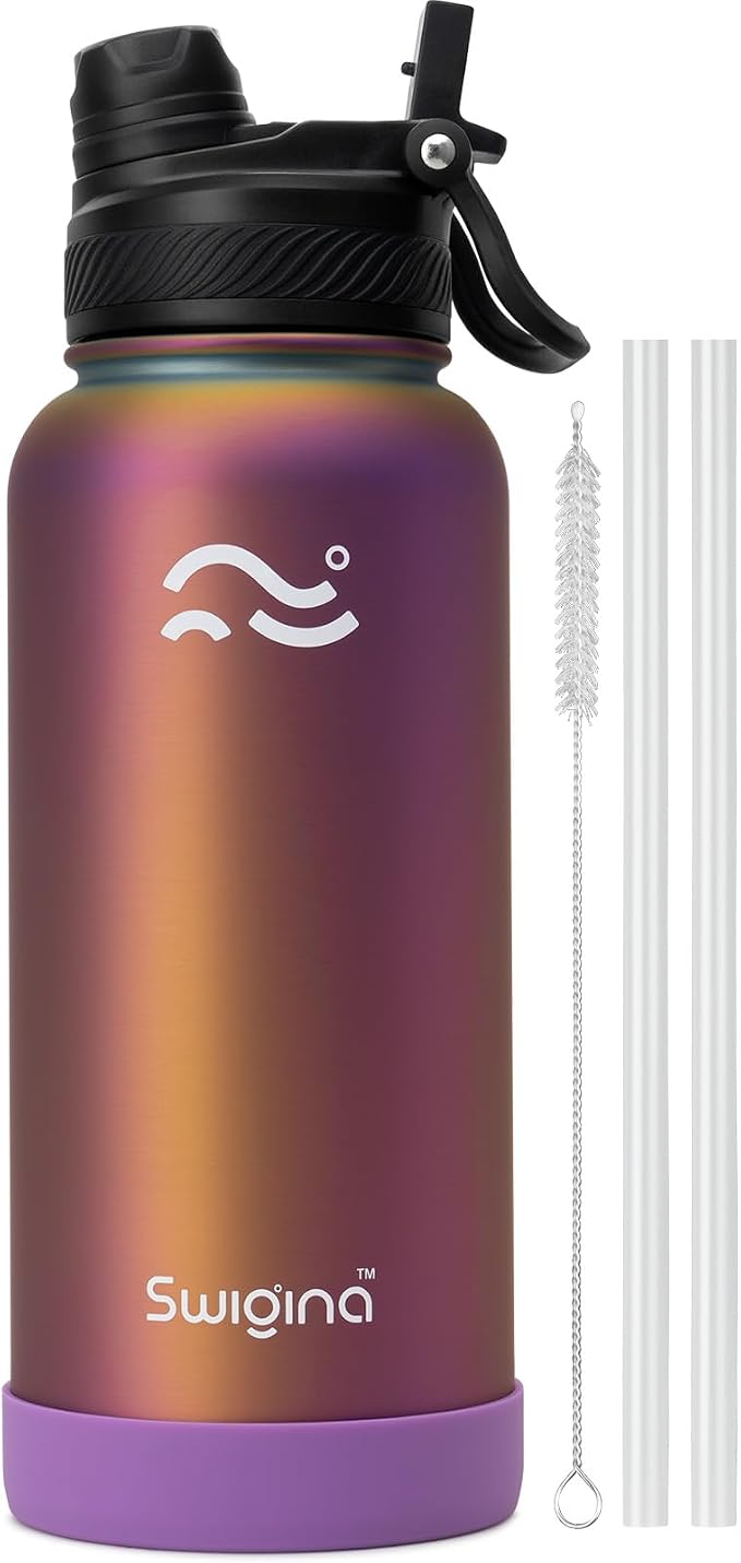 Swigina Insulated Water Bottle with Boot (Keep 36 hrs Cold) BPA Free, 32 oz