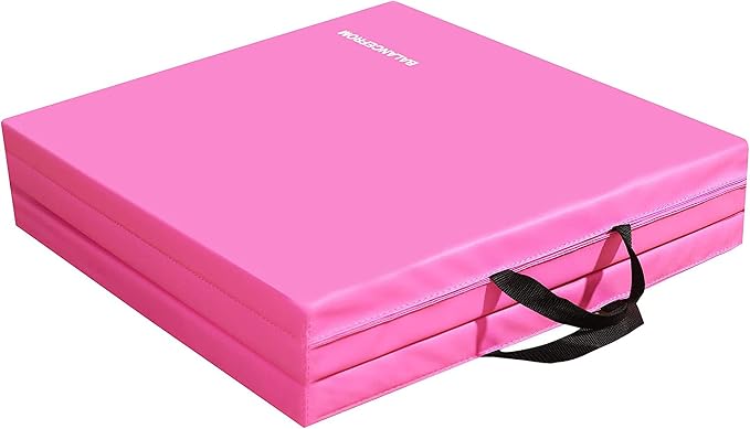 BalanceFrom 6x2 Feet 3-Panel Folding Gymnastics Mat – 1.5-Inch Thick Pad with Vinyl Surface and Carrying Handles for Tumbling, Yoga, Pilates, Home Workouts, and Martial Arts