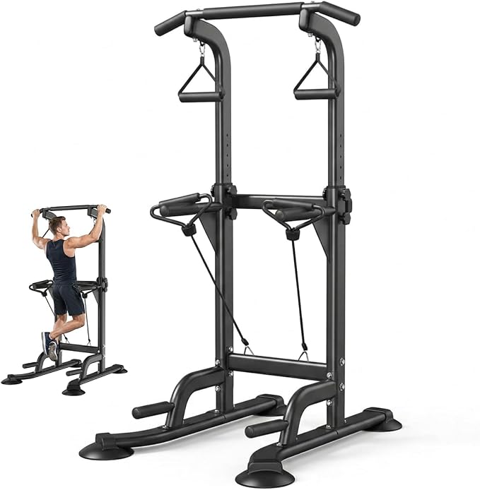 Power Tower Pull Up & Dip Station Multi-Function Home Strength Training Fitness Workout Station Height Adjustable