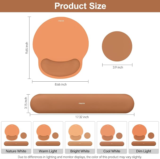 MOSISO Wrist Rest Support for Mouse Pad&Keyboard Set, Cosmic Orange | Circle Curved Ergonomic Mousepad Non-Slip Base Home/Office Pain Relief&Easy Typing Pad with Soft Cloth&Silicone Lining