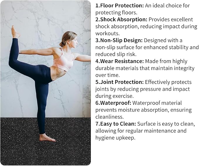 0.56in Thick 48 Sq Ft Gym Flooring for Home Gym, 12 Tiles Workout Exercise Equipment Mats, Rubber Top with EVA Foam, Interlocking Puzzle Floor Tiles for Fitness Room, Protective Flooring Mat