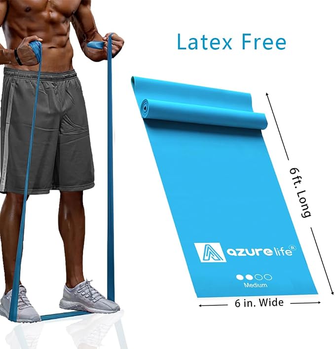 A AZURELIFE Professional Individual Exercise Resistance Bands, Single 5, 6,7 Ft or 8 Yards Elastic Bands, Non-Latex Stretch Bands for PT, Yoga, Pilates, Rehab, at-Home or The Gym Workouts