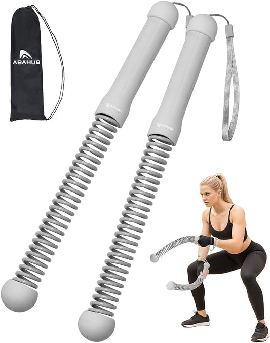 Abahub Weighted Ropeless Battle Rope, Portable Silent Cordless Battle Ropes, Space Saving Home Gym No Battle Ropes with Storage Bag, 2PCS Grey - Set A