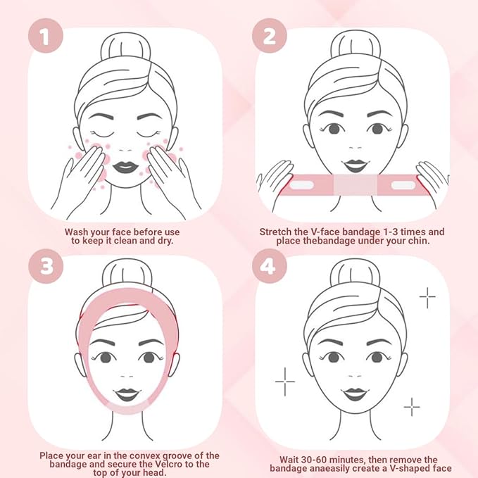 ROWMATE V Line Lifting Mask Chin strap for sleeping, V Line Lifting Mask for Women,Jaw Exerciser，Medium,Pink