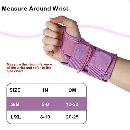 NuCamper Wrist Brace for Carpal Tunnel Night Wrist Support Left Hand Purple | Wrist Splint for Men Women, Tendonitis Arthritis Pain Relief,Adjustable Compression Hand Braces, Sleeping, Office Work Typing