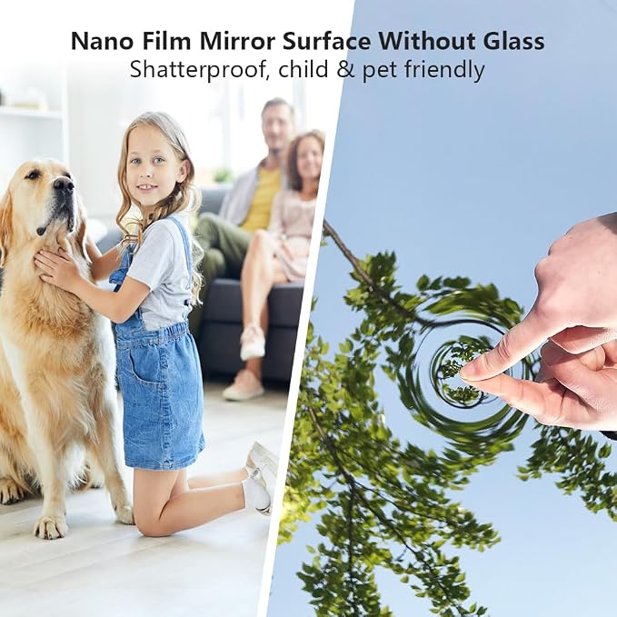 2PCS Full Length wall Mirror, 71" x 32", Nano Film Surface Without Glass, shatterproof, Safe, Lightweight, only 10lbs Easy to Move and Install, for Home Gym, Dance Studio, Yoga Studio.