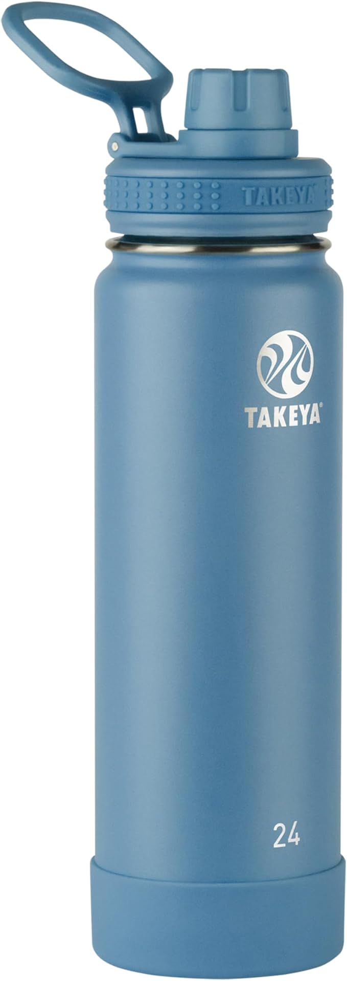 Takeya Actives Stainless Steel Water Bottle, Insulated Spout Lid, Keeps Drinks Cold 24 Hrs, Leakproof, Durable, Dishwasher Safe, Ideal for Gym, Travel, Fits Most Cup Holders, 24 oz/Bluestone