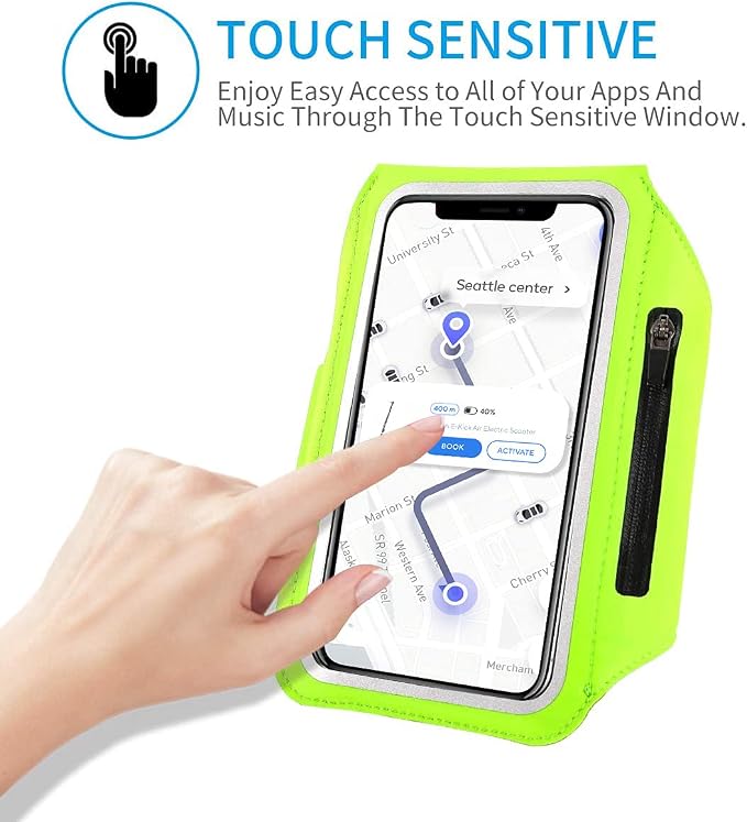 Running Armband with Earphone Pouch Fits Phones up to 6.9" | Cell Phone Armband for iPhone, Water Resistant & Breathable Sports Phone Holder & Zipper Pocket Car Key Holder for Jogging