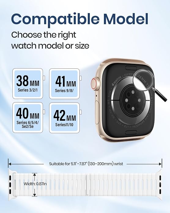Magnetic Sport Bands Compatible with Apple Watch Bands for Men Women | Silicone Wristband 49mm 46mm 45mm 40mm 44mm 38mm 41mm 42mm, Replacement for iWatch Ultra Series 11 10 9 8 7 6 5 4 3 2 1 SE