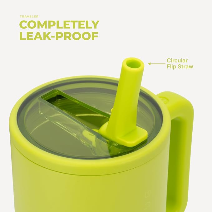 HydroJug Traveler 40oz, Insulated Tumbler with Handle & Straw, Lemon Lime