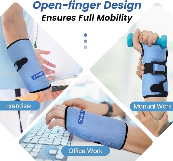 Wrist Ice Pack Wrap for Carpal Tunnel Relief with Gel Ice Pack | Hot Cold Compression Wrist Brace for Injuries, Rheumatoid, Tendinitis, Swelling, Surgery Recovery, Detachable Gel Inserts