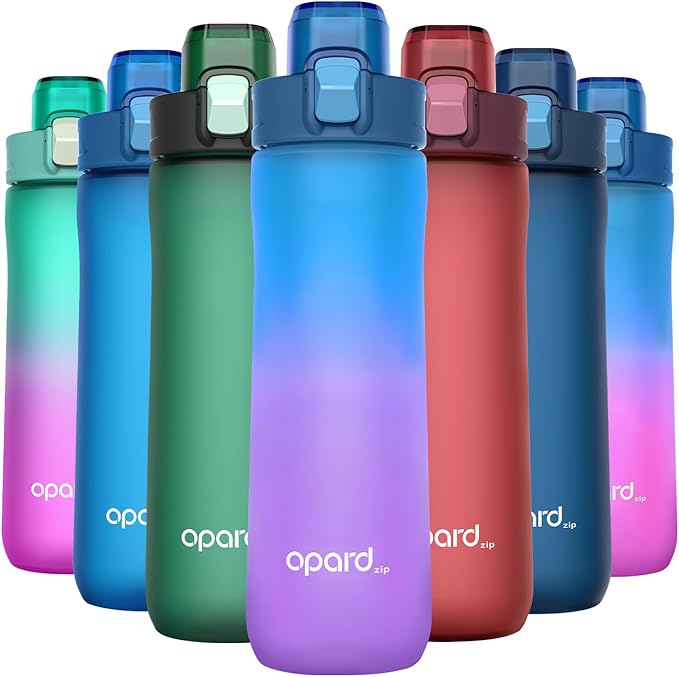 Opard Zip 20oz Plastic Water Bottle Dishwasher Safe, Leakproof Flip-Top Lid, BPA Free Tritan, Wide Mouth Reusable Kids Water Bottle for School Hiking Commuting Outdoor Travel and Gym