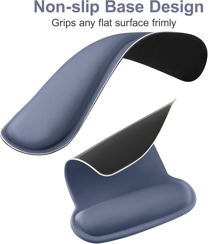MOSISO Wrist Rest Support for Mouse Pad & Keyboard Set, Ergonomic Mousepad Non-Slip Base Home/Office Pain Relief & Easy Typing Cushion with Neoprene Cloth & Raised Memory Foam, Navy Lime