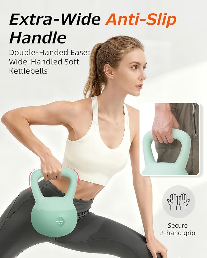 Soft Kettlebell, Safe Strength Training Kettle bell, Cushioned Impact | Resistant Base and Anti-Slip Grip Weight, Kettlebells Set for Home Workouts and Men/Women/Beginners,With Non-slip Gloves