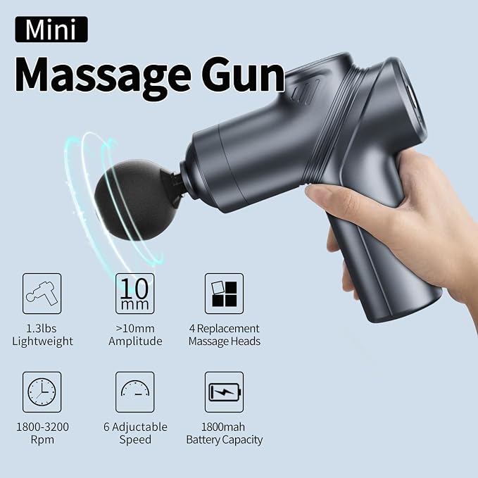 Massage Gun Deep Tissue, Silent Motor and Portable Massage Gun with 4 Interchangeable Heads for Deep Muscle Relief and Relaxation, Relax Gift