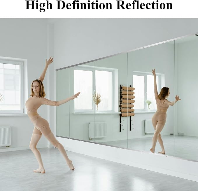 Ruomeng Home Gym Mirror, 55''x16''x2PCS Full Length, Large Frameless Body Mirror Tempered Glass for Gym, Workout, Yoga, Garage, Dance Studio