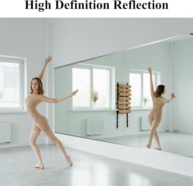 Ruomeng Home Gym Mirror, 55''x24''x2PCS Full Length, Large Frameless Body Mirror Tempered Glass for Gym, Workout, Yoga, Garage, Dance Studio