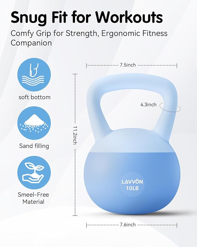 Soft Kettlebell - Cushioned Impact-Resistant Base and Anti-Slip | Kettle bell Anti-Slip Grip Weight for Home Workouts, Safe Strength Training Kettlebells Sets for Women& Men - Non-Slip Gloves