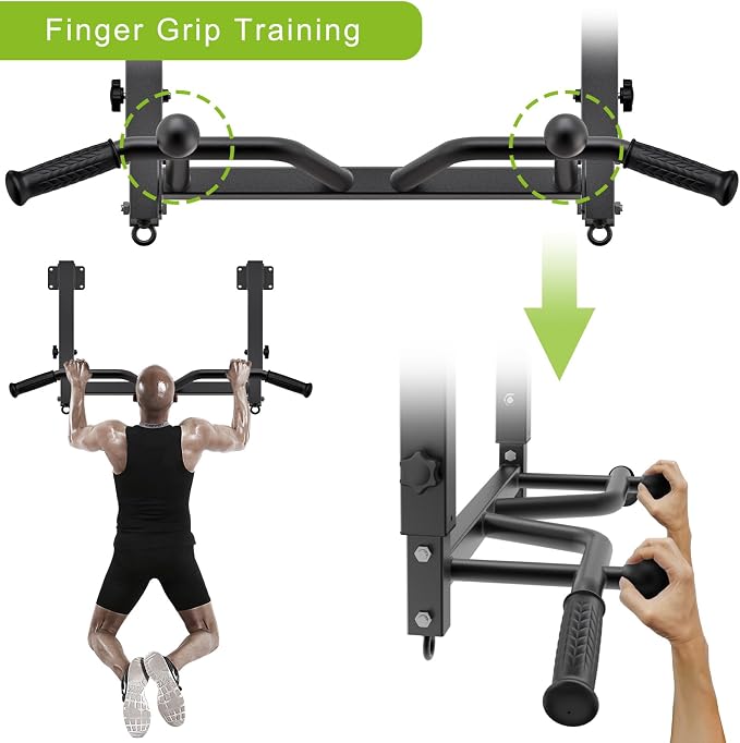 SELEWARE Heavy Duty Welded Pull Up Bar Wall/Joist/Ceiling Mount Chin Up Bar | Multifunctional Pull-up Bars w/Resistance Band Hooks for Home Gym Strength Training, Sturdy Steel Construction Support 500 lb