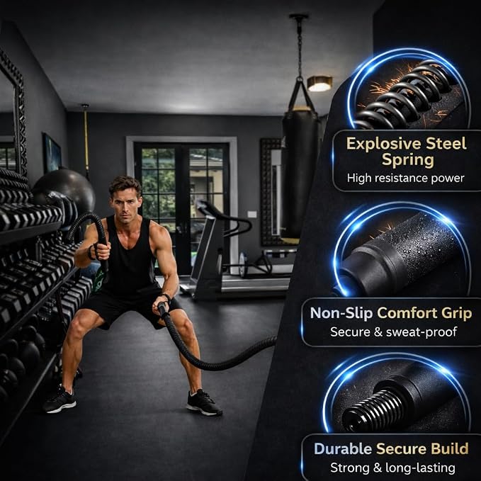 Cordless Battle Ropes (2 PCS) – Portable Weighted Ropeless Battle Rope Sticks with Hand Gloves for HIIT Workout, Home Gym Strength & Cardio Training (Black & Orange)